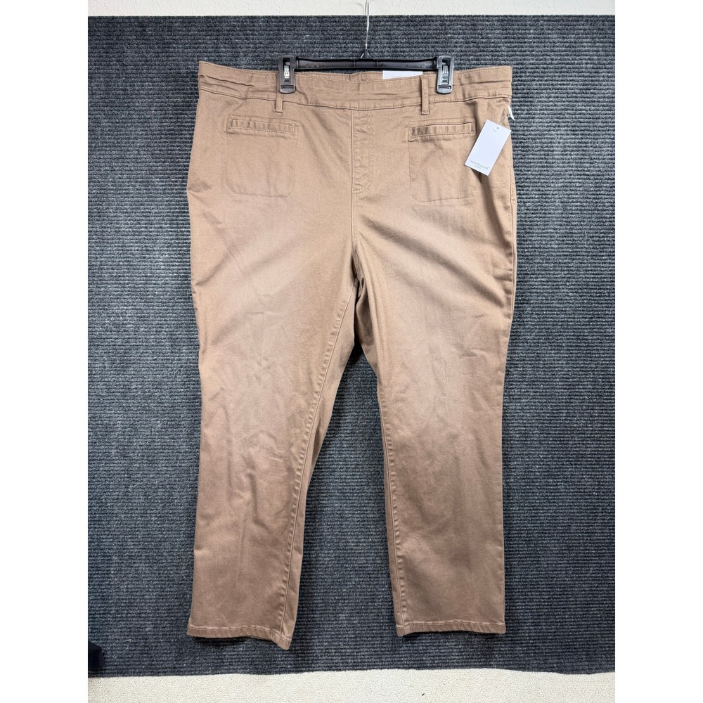 Westbound Woman Tan High Rise Straight Leg Tummy Control pants 22W S New